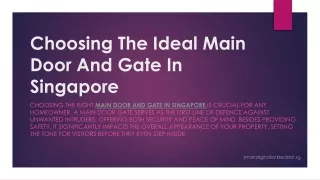 Choosing The Ideal Main Door And Gate In Singapore