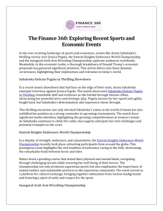 thefinance360 exploringrecentsportsand