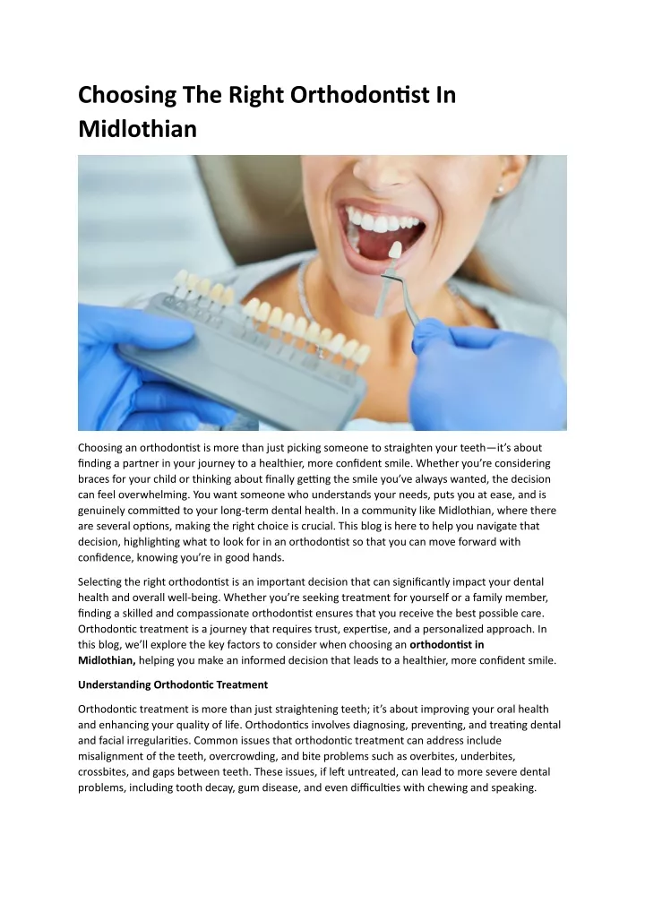 choosing the right orthodontist in midlothian