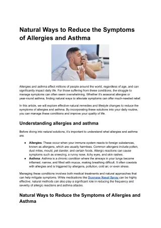 natural ways to reduce the symptoms of allergies
