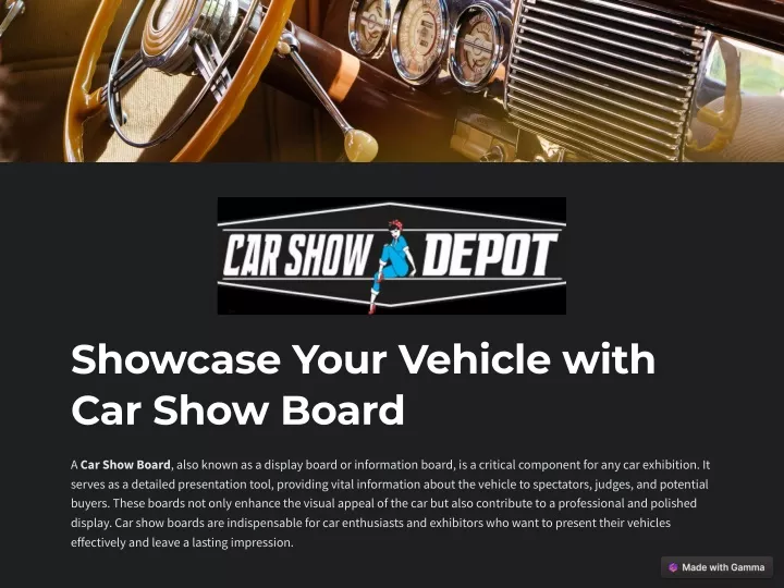 showcase your vehicle with car show board