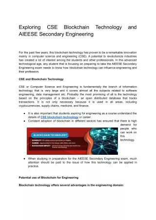 exploring aieese secondary engineering