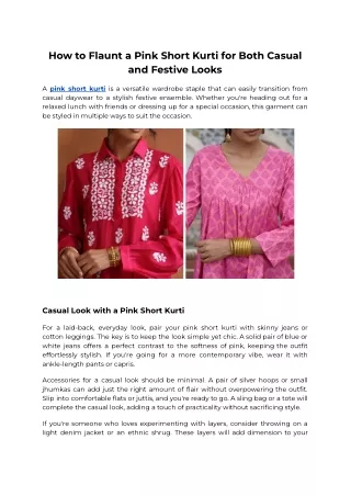 How to Flaunt a Pink Short Kurti for Both Casual and Festive Looks