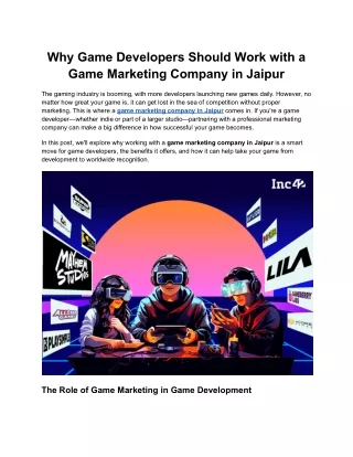 why game developers should work with a game