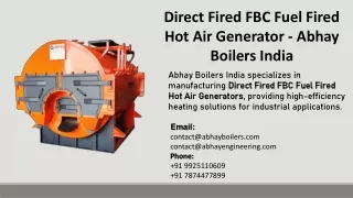 Direct Fired FBC Fuel Fired Hot Air Generator - Abhay Boilers India