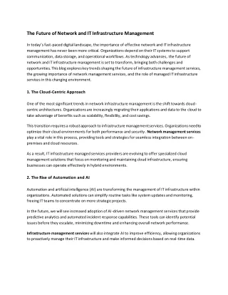 The Future Of Network and IT Infrastructure Management