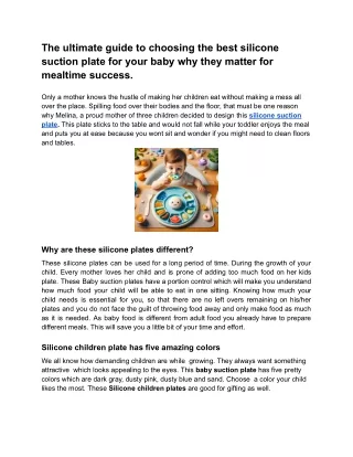 The ultimate guide to choosing the best silicone suction plate for your baby why they matter for mealtime success