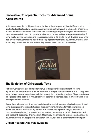 innovative chiropractic tools for advanced spinal