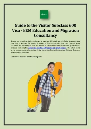 guide to the visitor subclass 600 visa