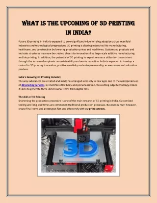 What Is the Upcoming of 3D Printing in India