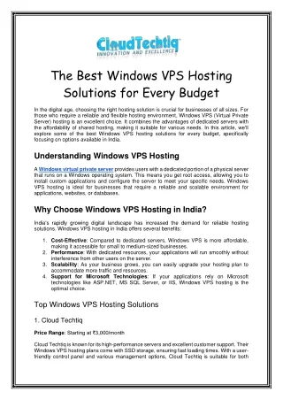 The Best Windows VPS Hosting Solutions for Every Budget