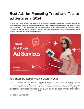 Best Ads for Promoting Travel and Tourism ad Services in 2024