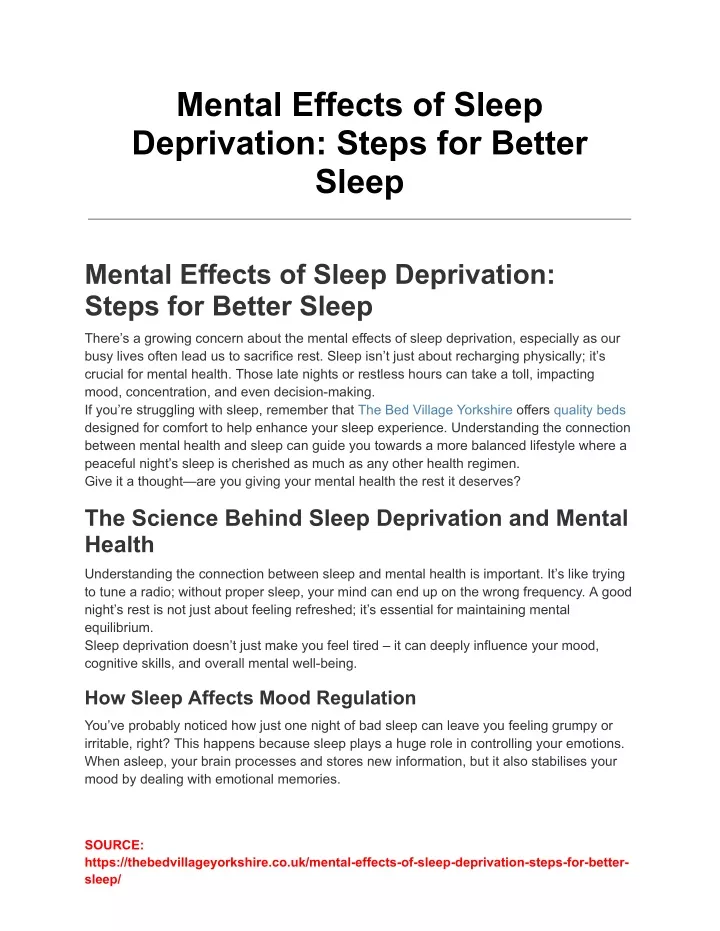 mental effects of sleep deprivation steps