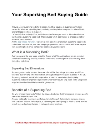 Your Superking Bed Buying Guide