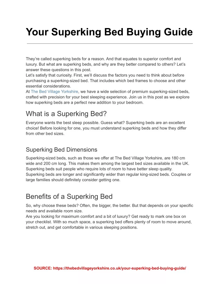 your superking bed buying guide