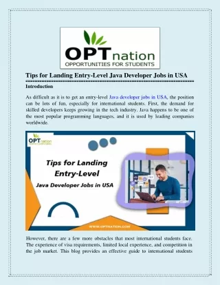 tips for landing entry level java developer jobs