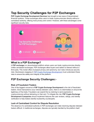 Top Security Challenges for P2P Exchanges
