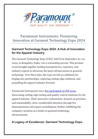 paramount instruments pioneering innovation