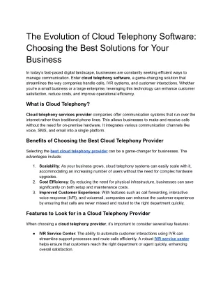 The Evolution of Cloud Telephony Software_ Choosing the Best Solutions for Your Business