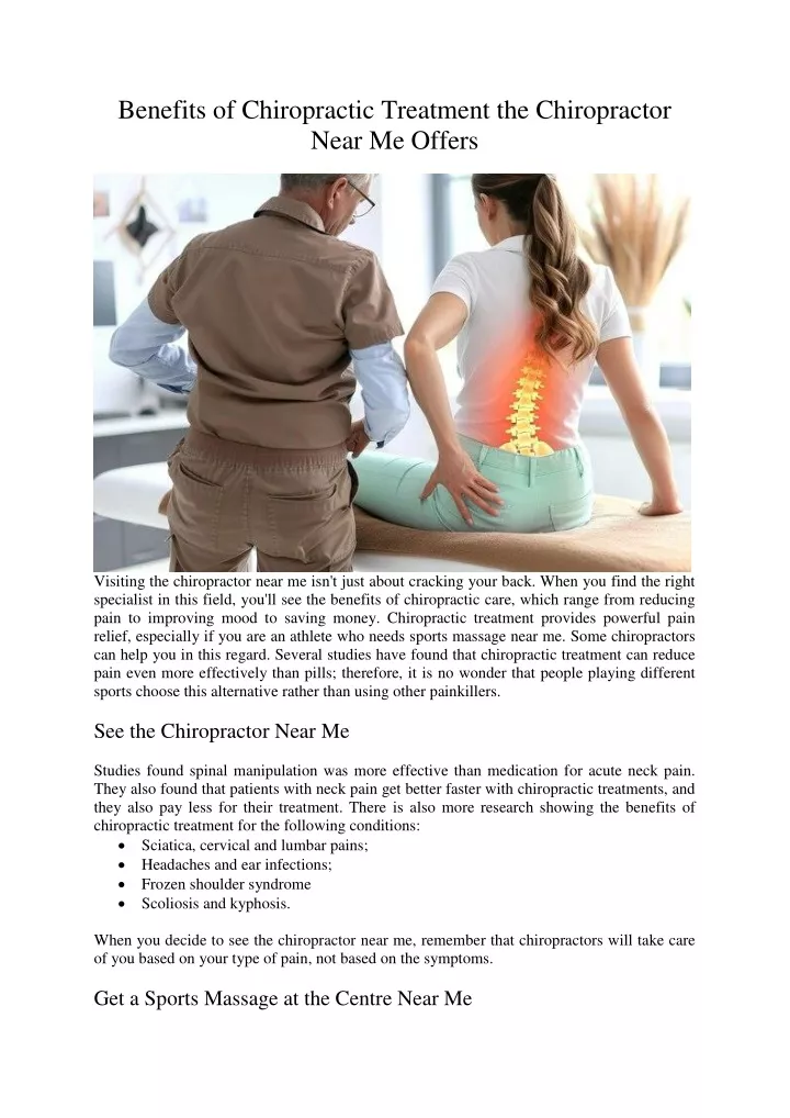 benefits of chiropractic treatment