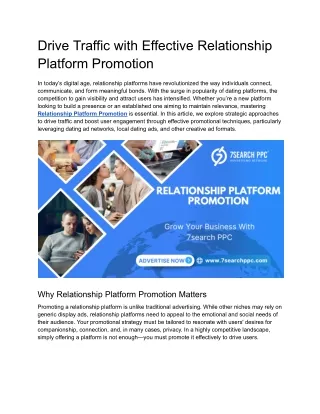 Drive Traffic with Effective Relationship Platform Promotion