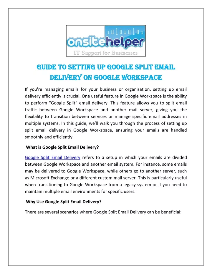 guide to setting up google split email guide