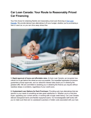 Car Loan Canada Your Route to Reasonably Priced Car Financing