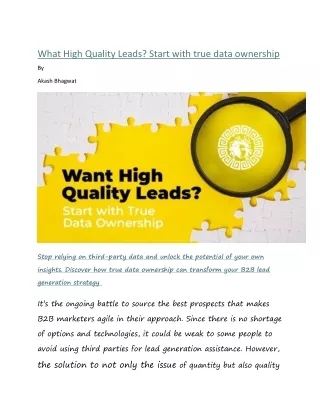 what high quality leads start with true data