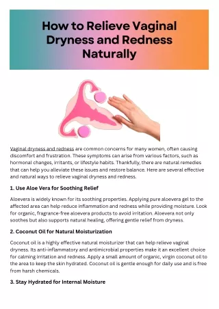 How to Relieve Vaginal Dryness and Redness Naturally