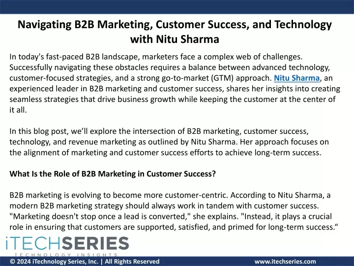 navigating b2b marketing customer success