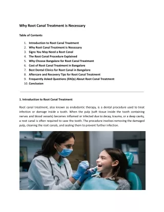 why root canal treatment is necessary