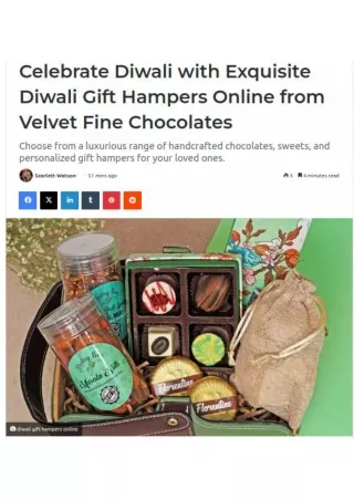 Celebrate Diwali with Exquisite Diwali Gift Hampers Online from Velvet Fine Chocolates