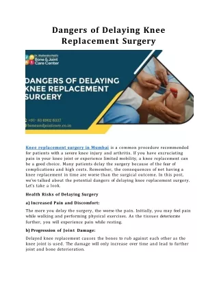 Dangers of Delaying Knee Replacement Surgery