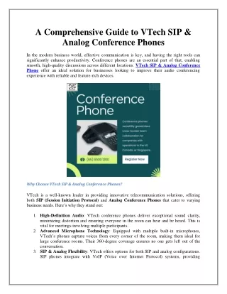 A Comprehensive Guide to VTech SIP & Analog Conference Phones