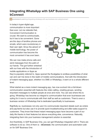 Integrating WhatsApp with SAP Business One using bConnect