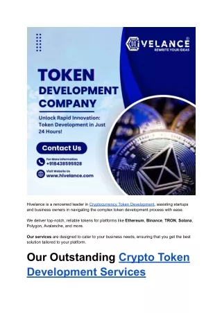 Crypto Token Development Discover Our Comprehensive Crypto Token Services