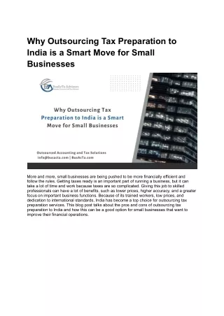 Why Outsourcing Tax Preparation to India is a Smart Move for Small Businesses