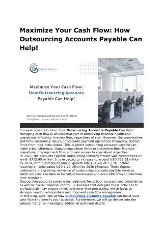 Maximize Your Cash Flow: How Outsourcing Accounts Payable Can Help!