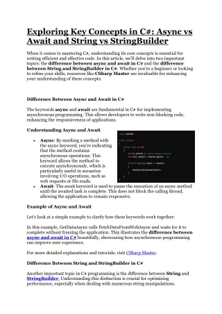 exploring key concepts in c async vs await