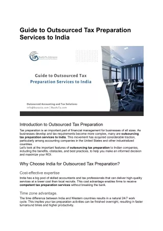 Guide to Outsourced Tax Preparation Services to India