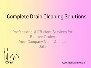 Complete Drain Cleaning Solutions