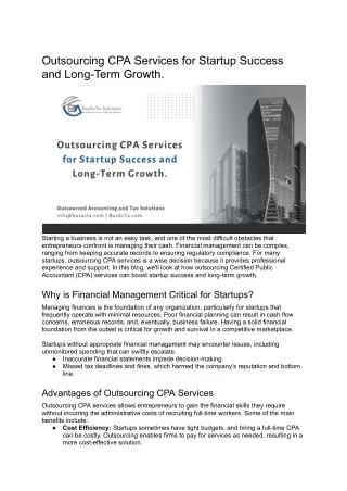 Outsourcing CPA Services for Startup Success and Long-Term Growth