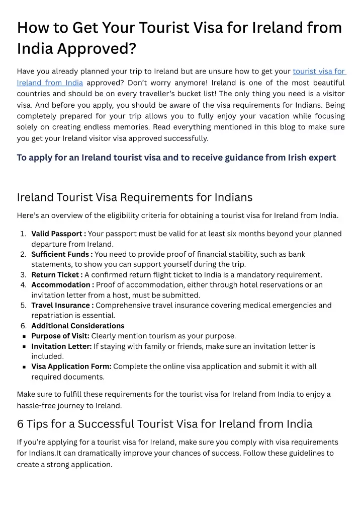 how to get your tourist visa for ireland from