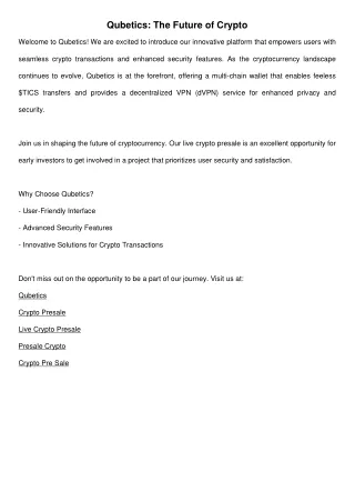 qubetics the future of crypto