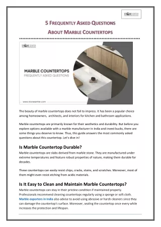 5 Frequently Asked Questions About Marble Countertops