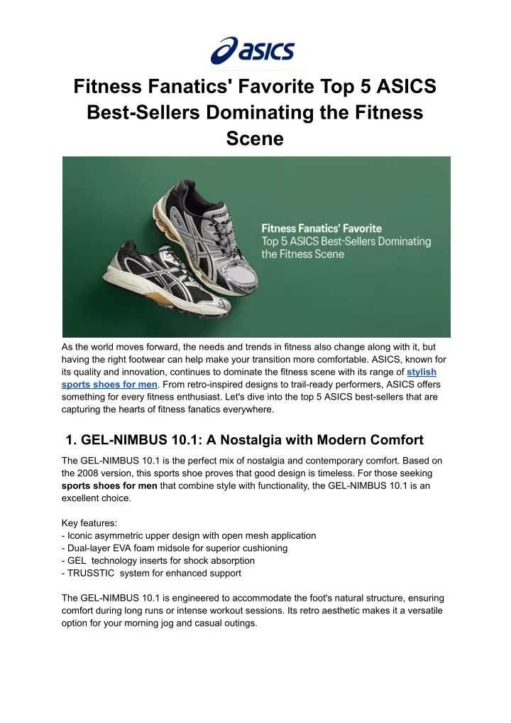 fitness fanatics favorite top 5 asics best