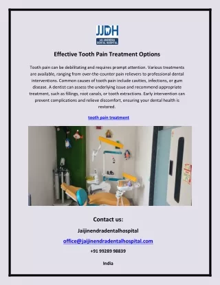 Effective Tooth Pain Treatment Options