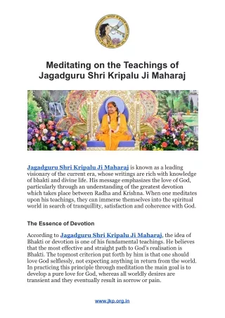 Jagadguru Shri Kripalu Ji Maharaj | Teachings