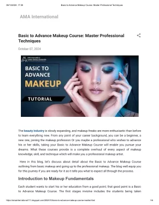 Basic to Advanced Makeup Course for Professionals
