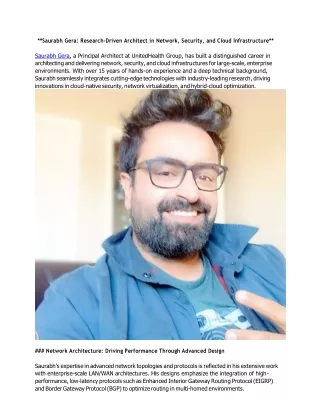 Saurabh Gera Research-Driven Architect in Network, Security, & Cloud Infrastructure